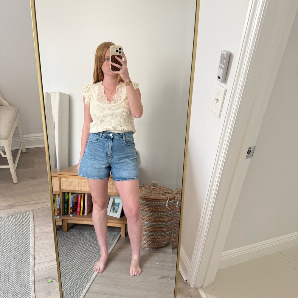 Cream Lace Trim Top
